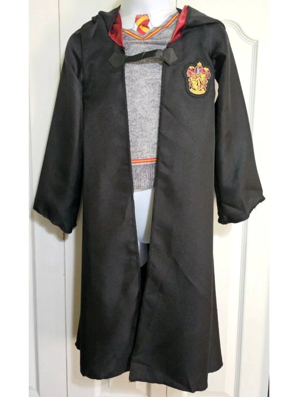 Harry Potter Cloak Robe Costume Boys 4-6 Shirt Hooded Wand Glasses Gryffindor